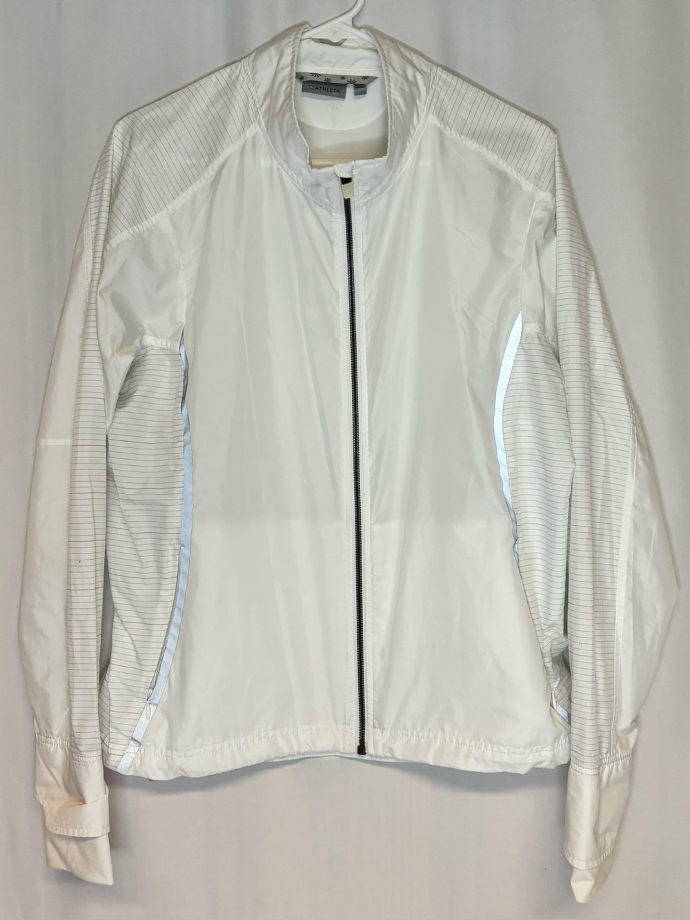 Athleta White Reflective Running Jacket Windbreaker L Gorpcore Athleisure